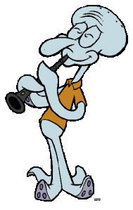 Clooney's clarinet idol, Squidward Tentacles